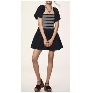 By Anthropologie Smocked Puff Sleeve Mini Dress